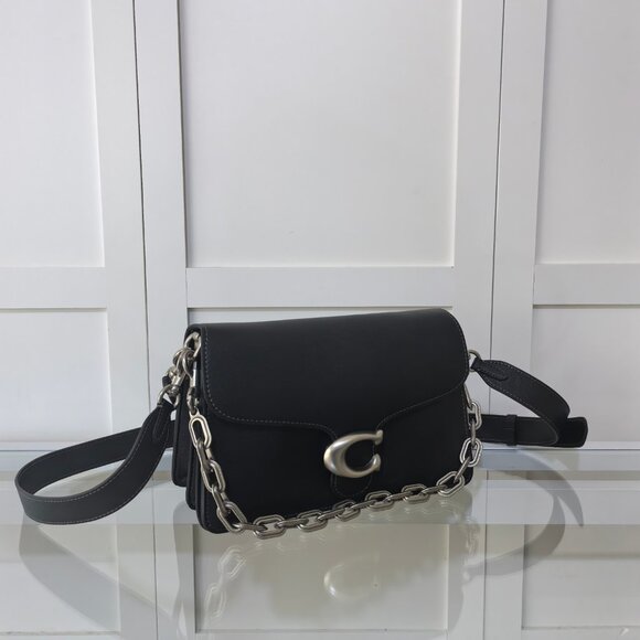 Coach Women's Chain Tabby Shoulder Bag Silver/Black - Picture 2 of 8